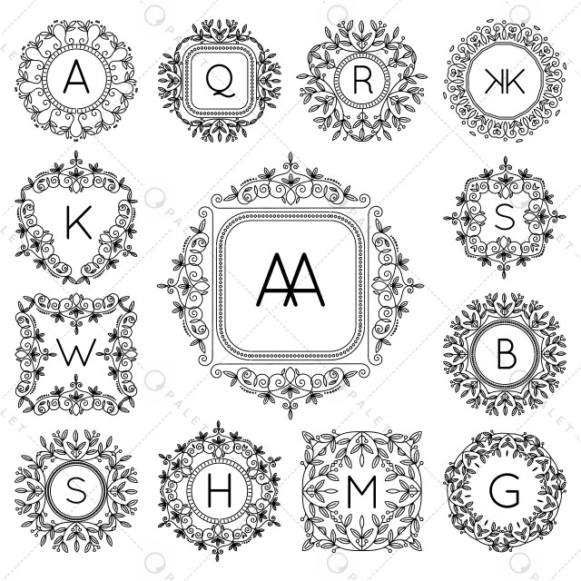 دانلود مونوگرام‌های سیاه و سفید