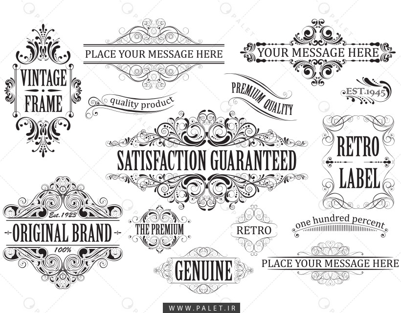 وکتور عناصر طراحی در خوشنویسی