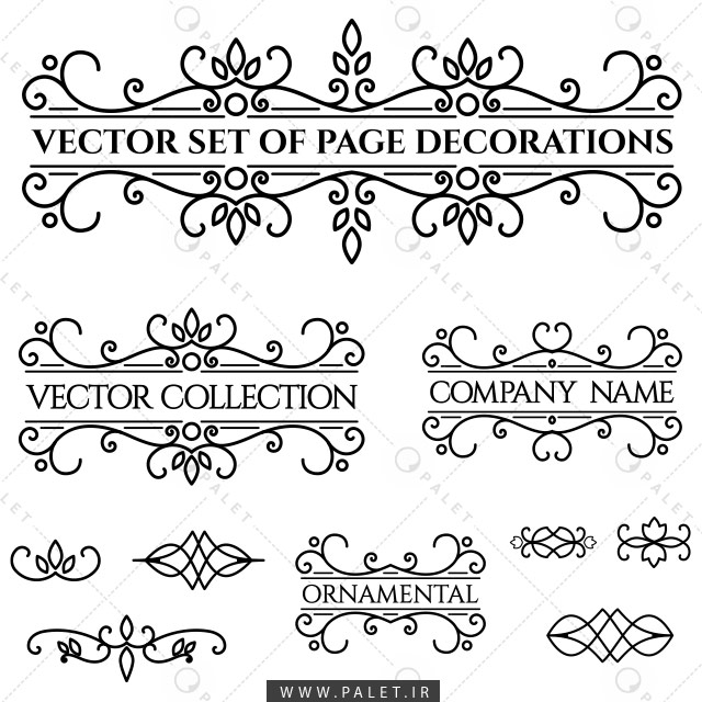 وکتور لایه باز عناصر و تزئینات خوشنویسی