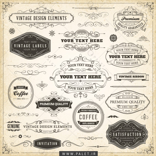 مجموعه برچسب قاب و حاشیه‌های نوستالژی