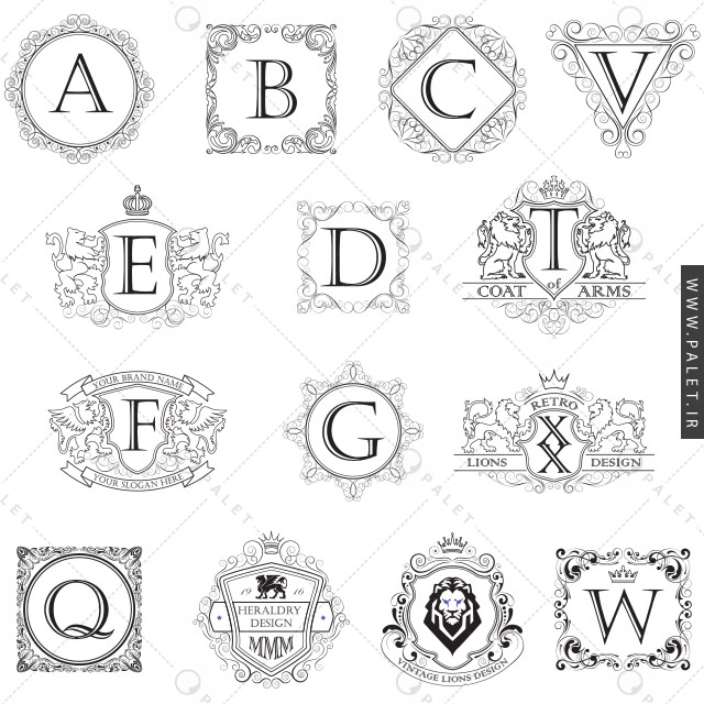 مجموعه کلاسیک قالب لوگو و مونوگرام