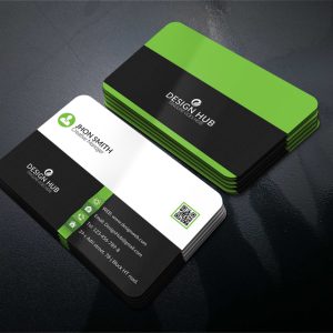 کارت ویزیت استارتاپی با تم مشکی و سبز فسفری